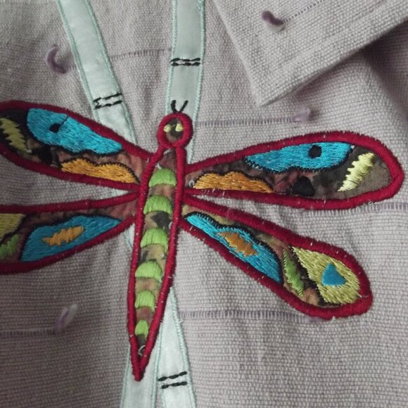 Vintage Jacket Daniel K NY Pink Cotton Jacket with Butterfly applique LARGE - Picture 5 of 15